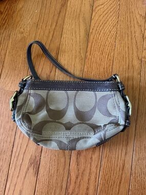 Coach Mini Wristlet in Brown Signature Canvas
